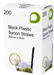 Black Plastic Spoon Straws 8mm (x200 box)
