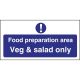 H&S - Food Prep Area Veg & Salad S/A Sign